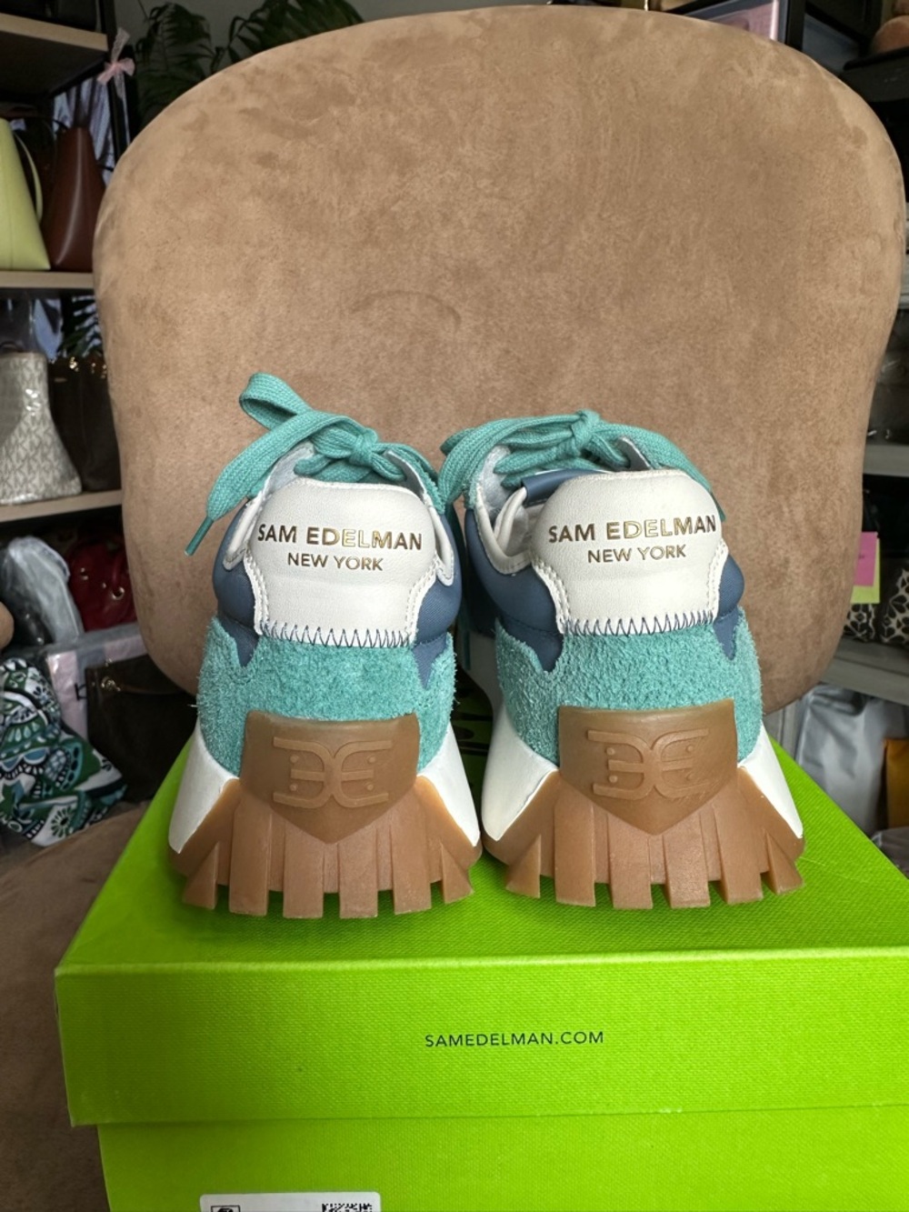 Sam Edelman Langley3 Light Teal & Blue Casual Sneakers New in Box - Picture 6 of 10